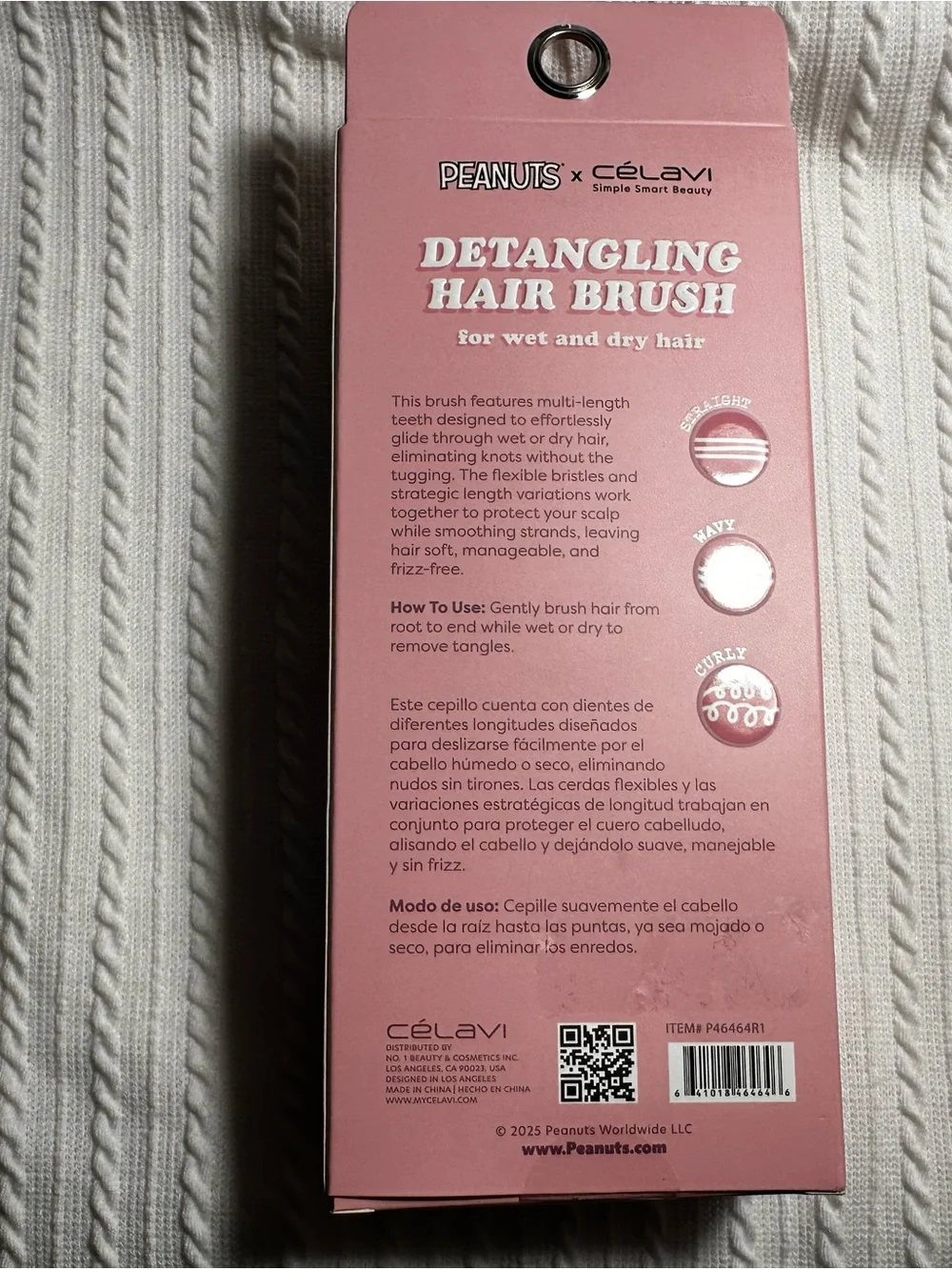 Peanuts Pink & Yellow Kids Detangling Hair Brush